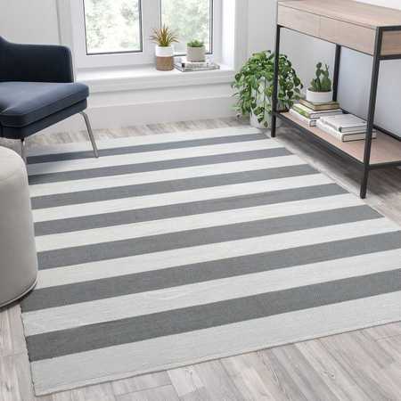 Flash Furniture 5x7 Indoor-Outdoor Grey/White Cabana Area Rug CI-20-9409-57-GR-WH-GG